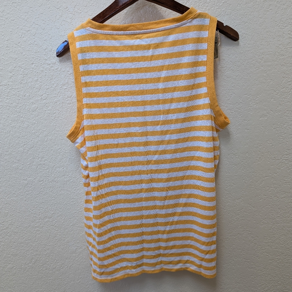 Talbots linen blend yellow striped sleeveless tank top. Size Large - Picture 4 of 4